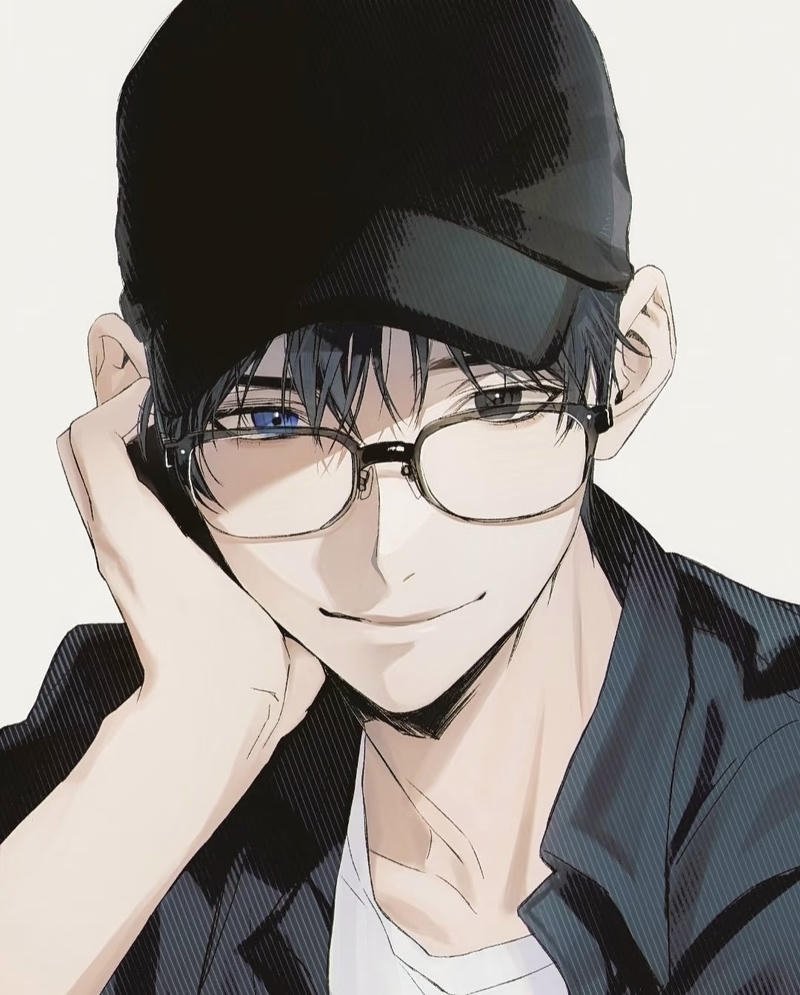 Bức ảnh anime nam đeo kính với ánh mắt sâu