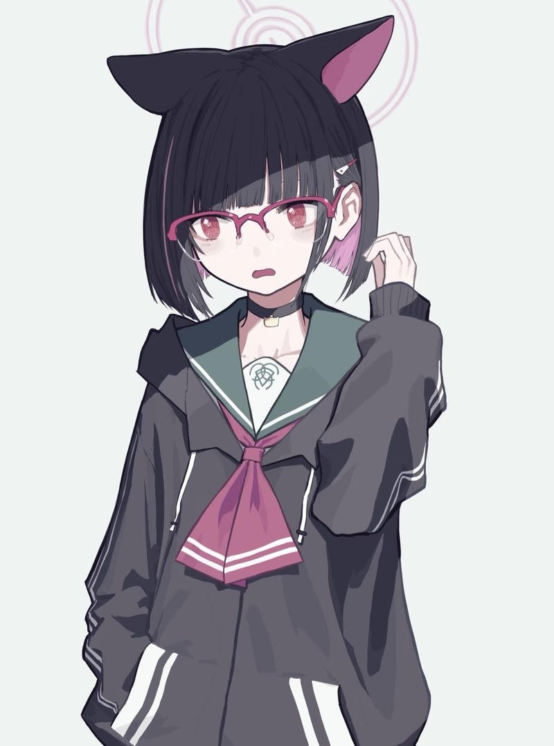 Bức ảnh anime nữ đeo kính với ánh mắt long lanh
