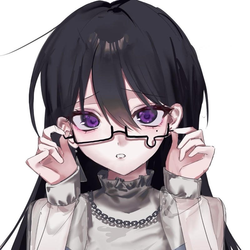 Bức ảnh anime nữ đeo kính với ánh mắt sâu lắng