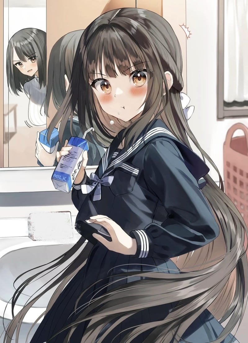 Bức ảnh anime nữ học sinh với ánh mắt long lanh