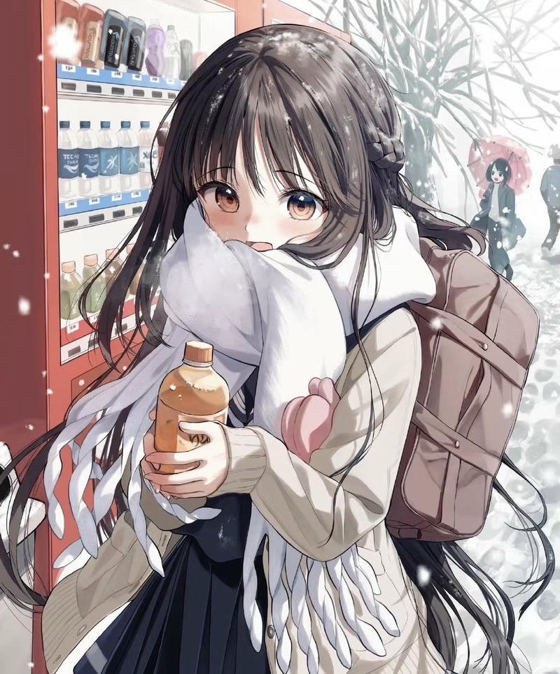 Bức ảnh anime nữ học sinh với biểu cảm đáng mến
