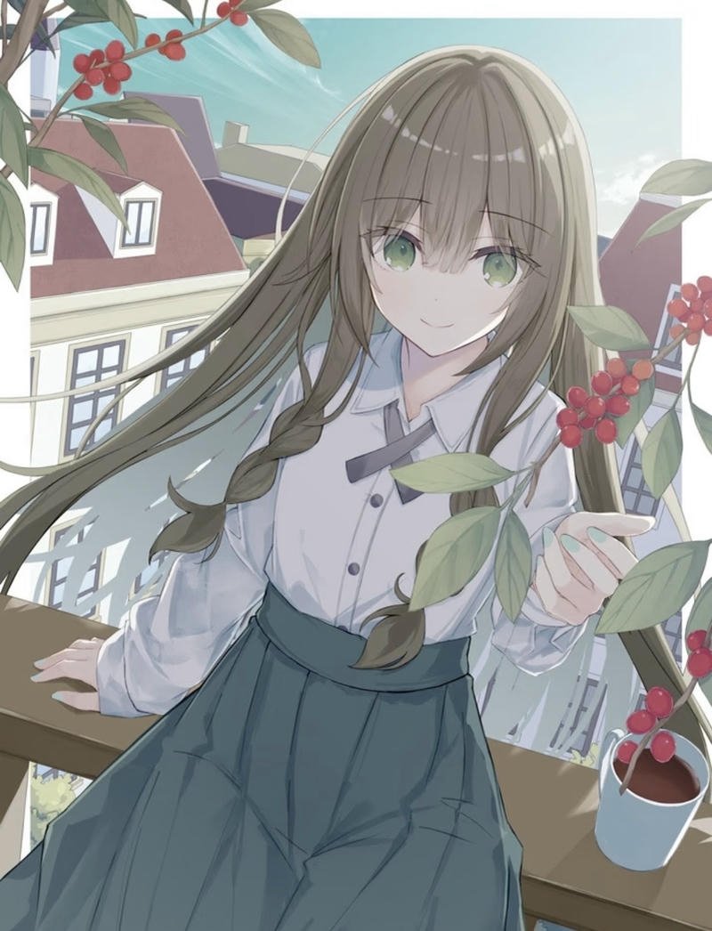 Bức ảnh anime nữ học sinh với gương mặt thanh tú