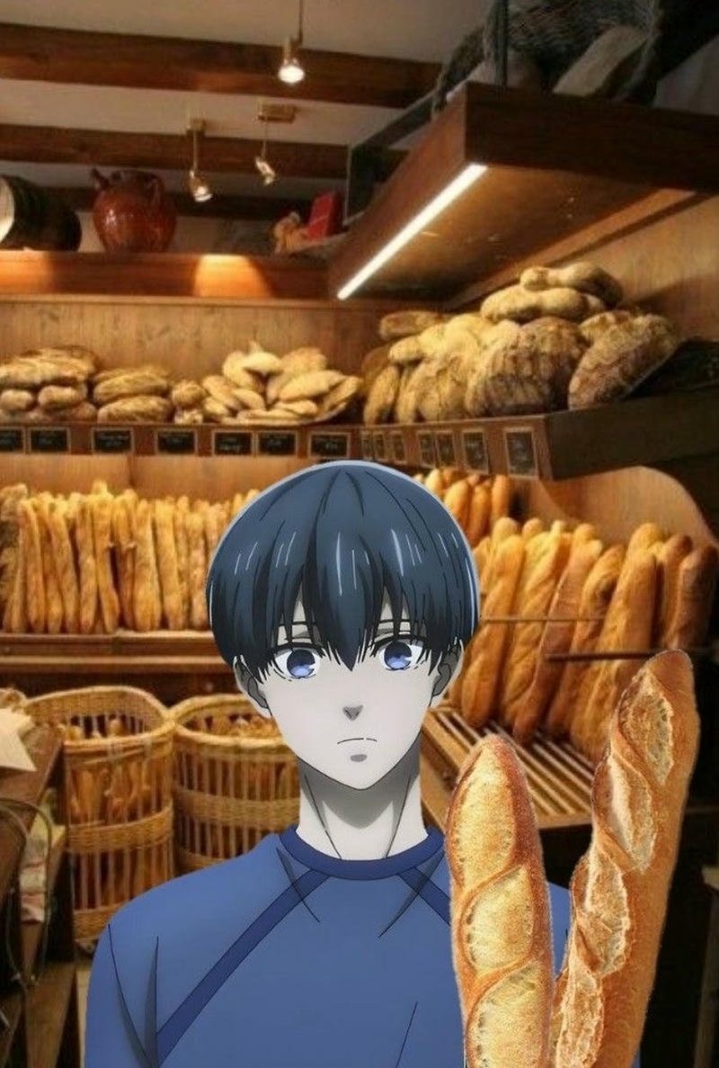 Bức hình meme Isagi bán bánh mì