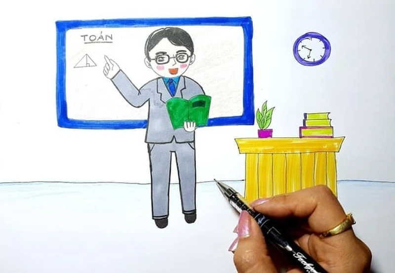 Bức tranh nghề giáo viên khắc họa hình ảnh người thầy gần gũi