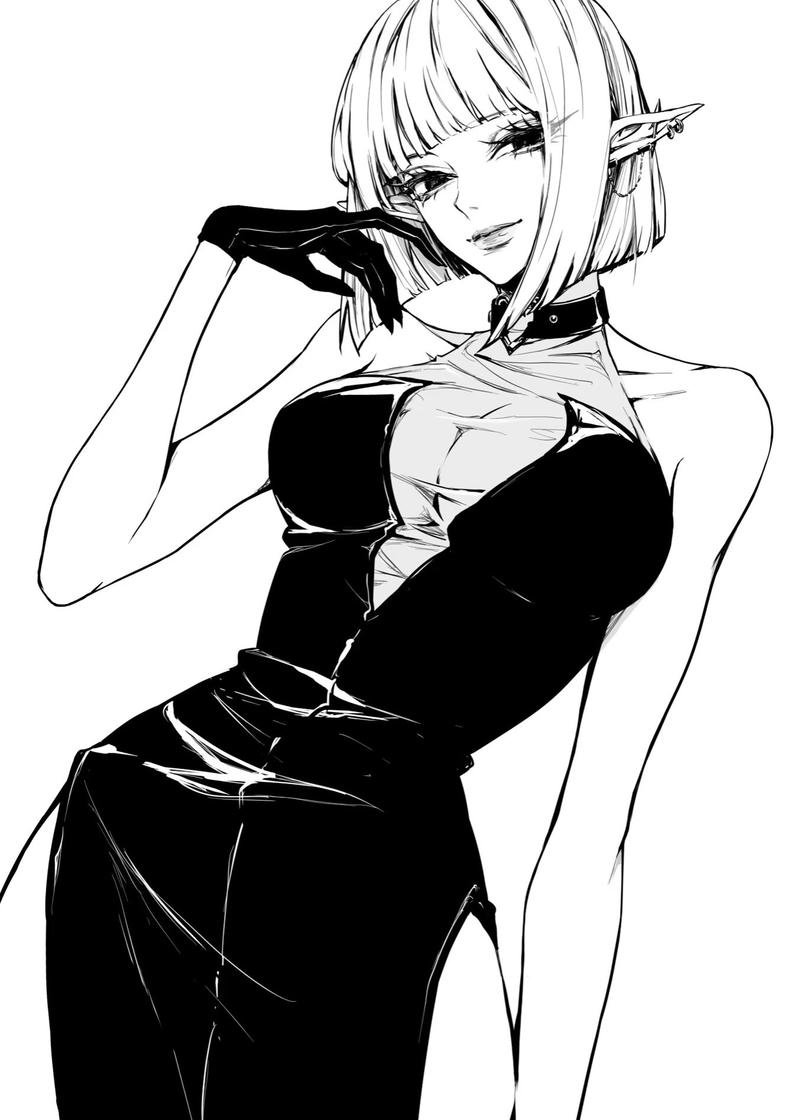 Cô gái anime đơn sắc thể hiện nét mềm mại