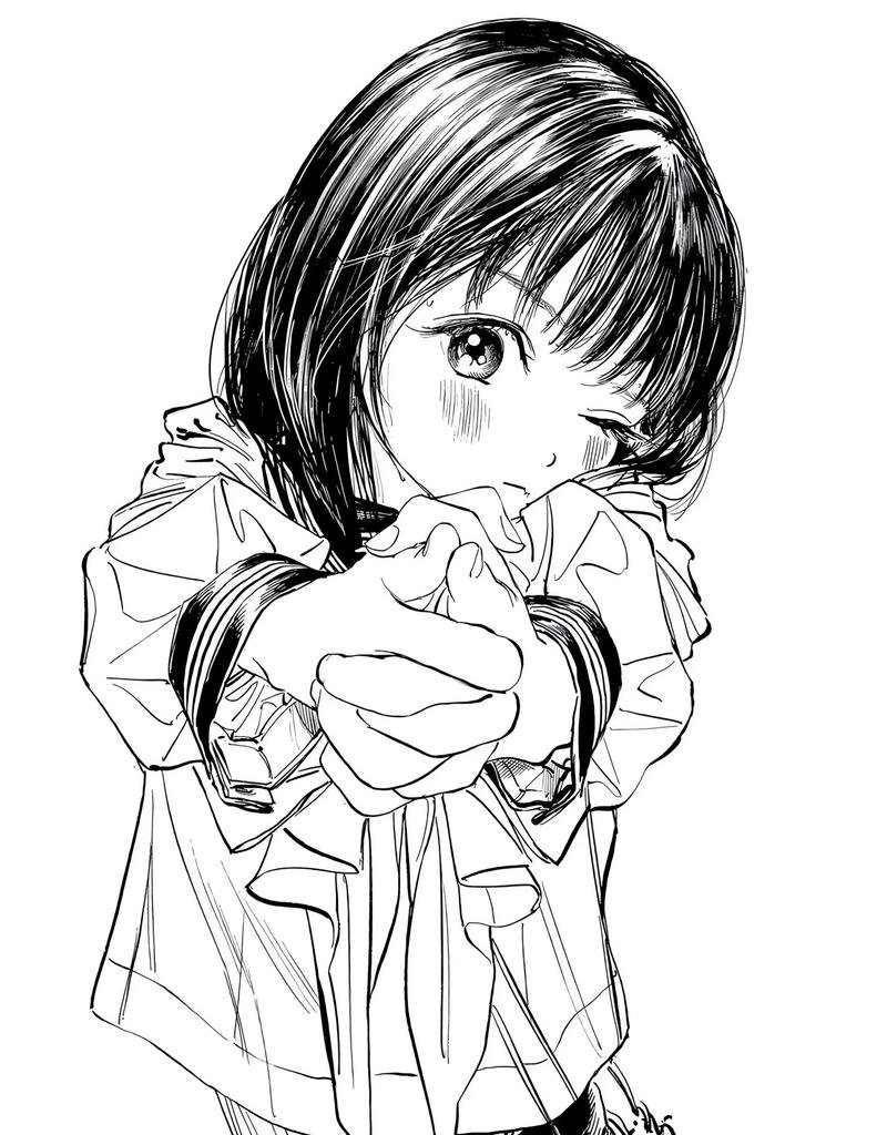 Cô gái anime đơn sắc thể hiện nét mong manh