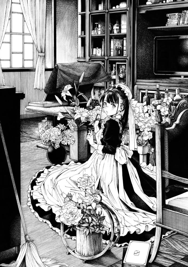 Cô gái anime hai màu thể hiện nét cô độc