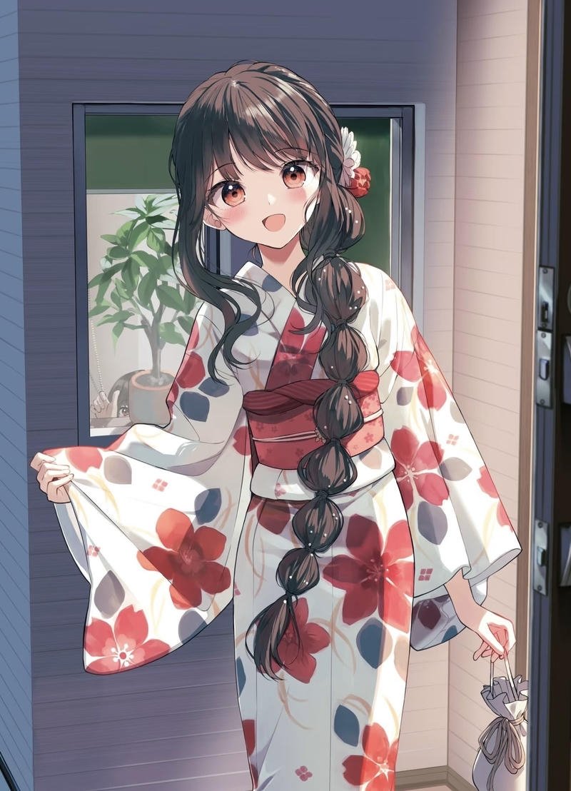 Cô gái anime mặc kimono thể hiện nét đẹp truyền thống