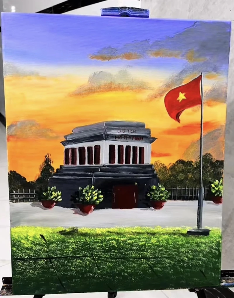 Gam màu tươi sáng làm nổi bật tranh tô màu lăng bác hồ
