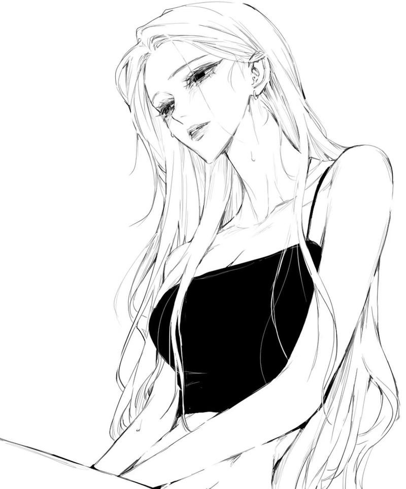 Hình ảnh anime nữ đơn sắc mang vẻ thanh khiết nhẹ