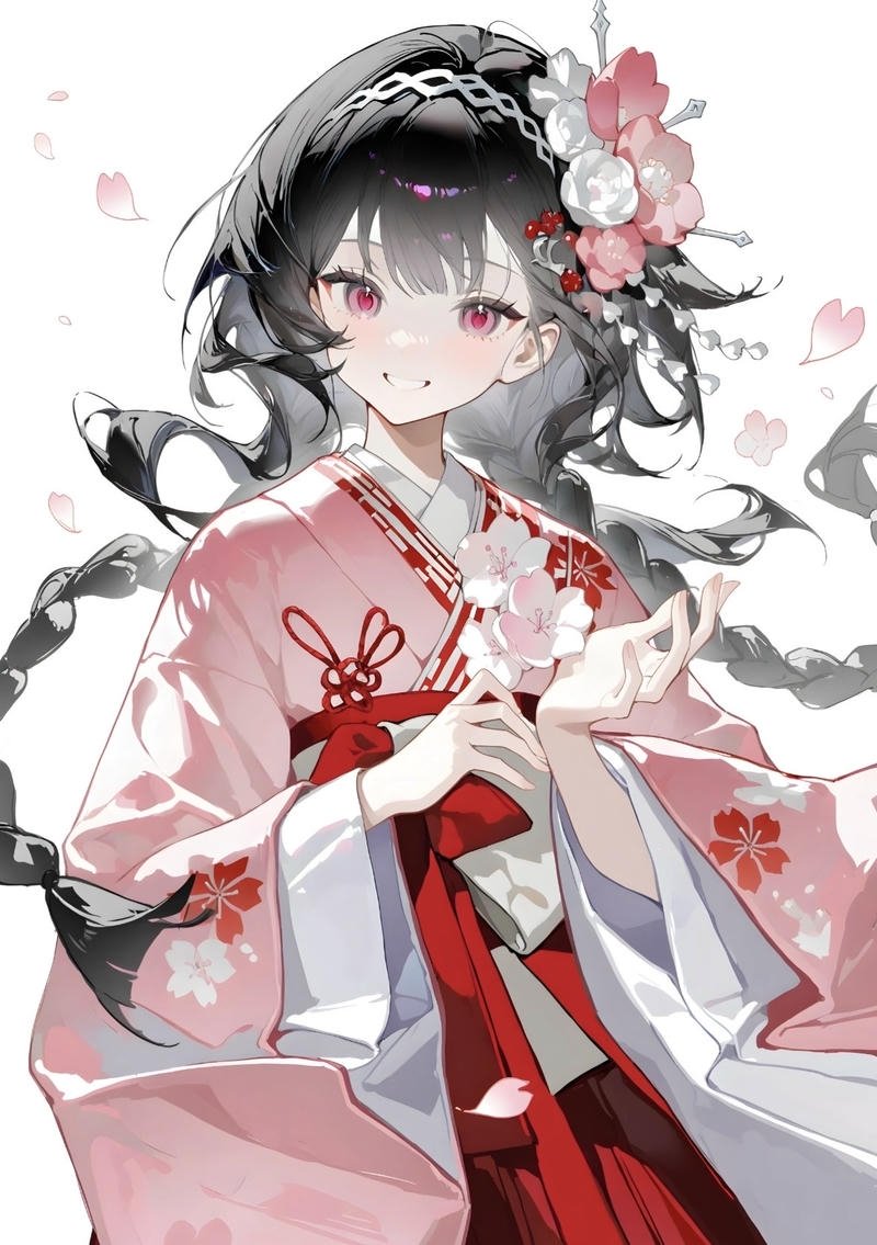 Hình ảnh anime nữ mặc kimono với dáng vẻ dịu dàng