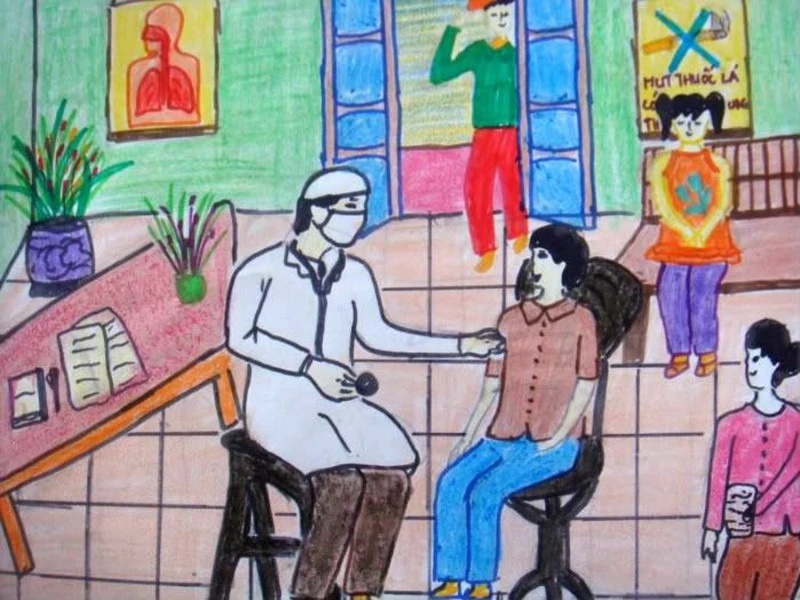 Hình ảnh bài vẽ bác sĩ của học sinh tiểu học cực đáng yêu