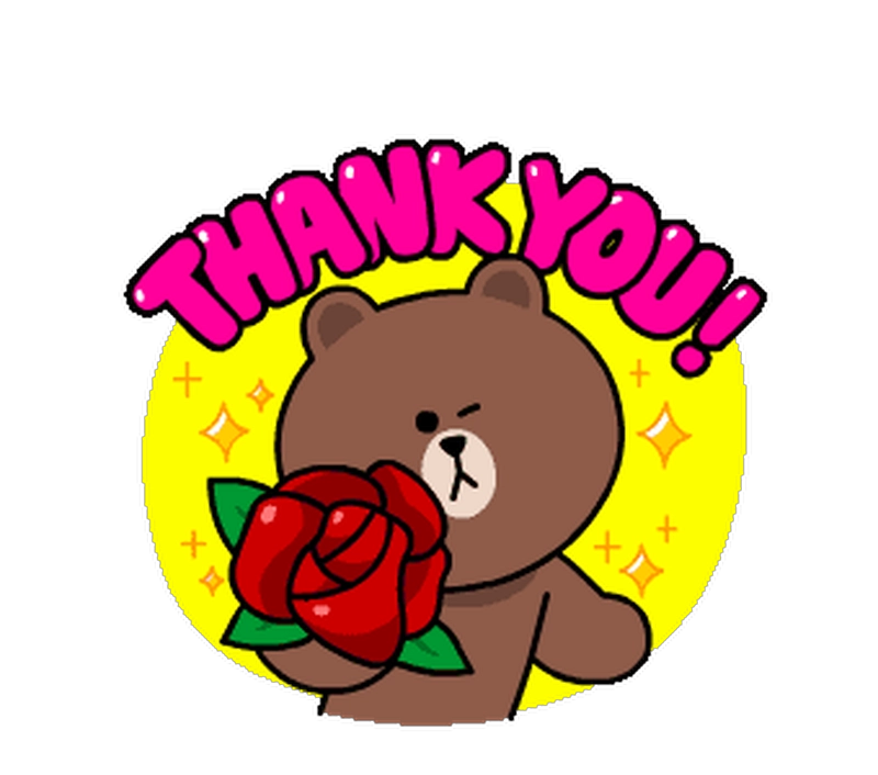 Hình ảnh sticker cảm ơn gấu tặng hoa