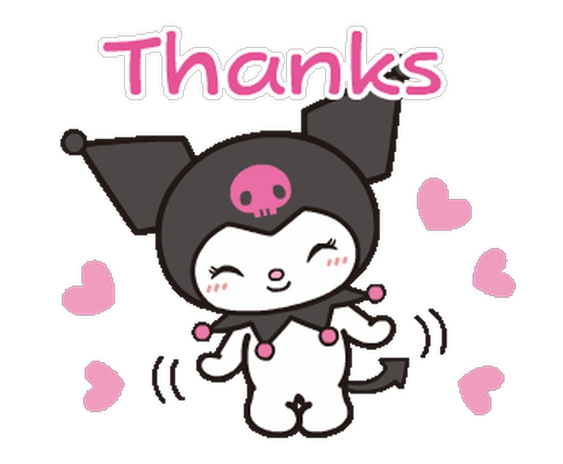 Hình ảnh sticker cảm ơn kuromi cute