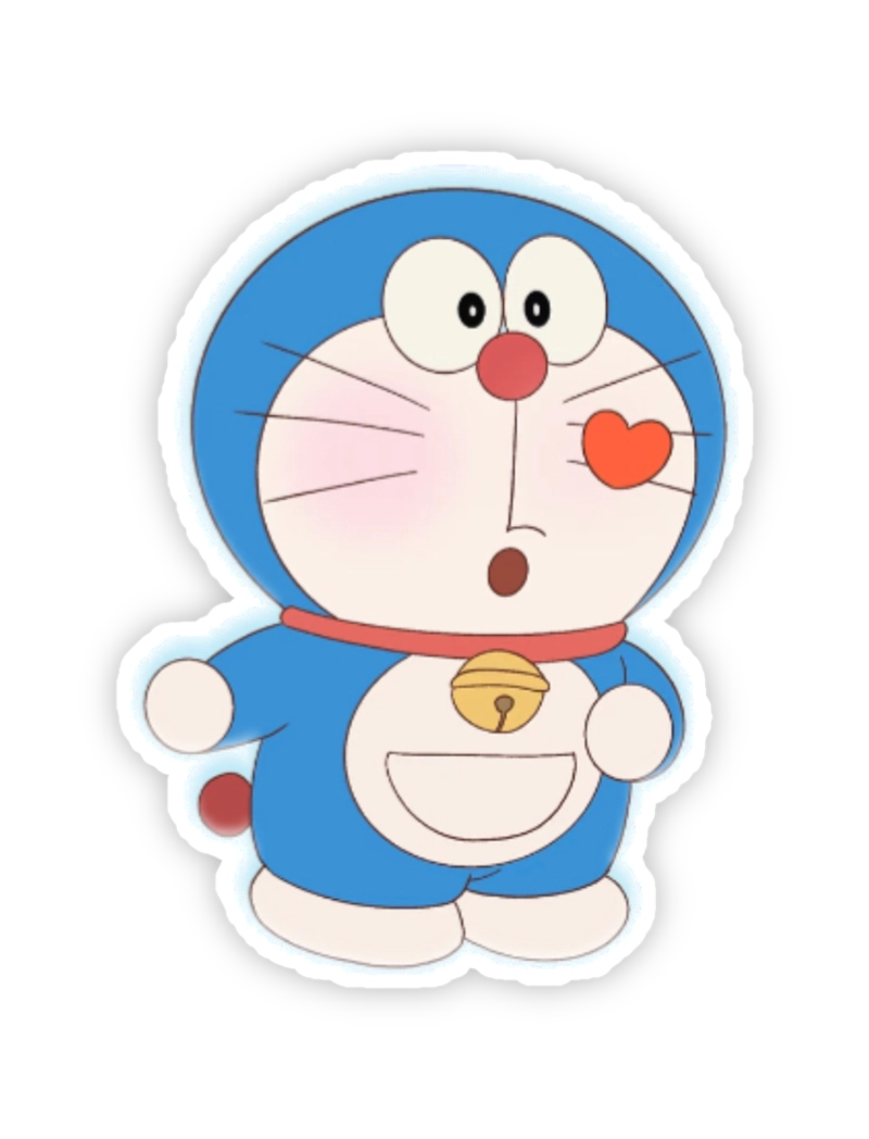 Hình ảnh sticker doraemon thả tim cute
