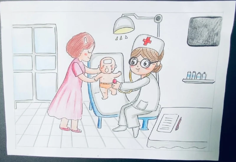 Hình ảnh tranh nghề bác sĩ đơn giản phù hợp bé mầm non