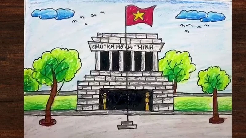 Hình ảnh tranh vẽ lăng bác đơn giản phù hợp luyện tập
