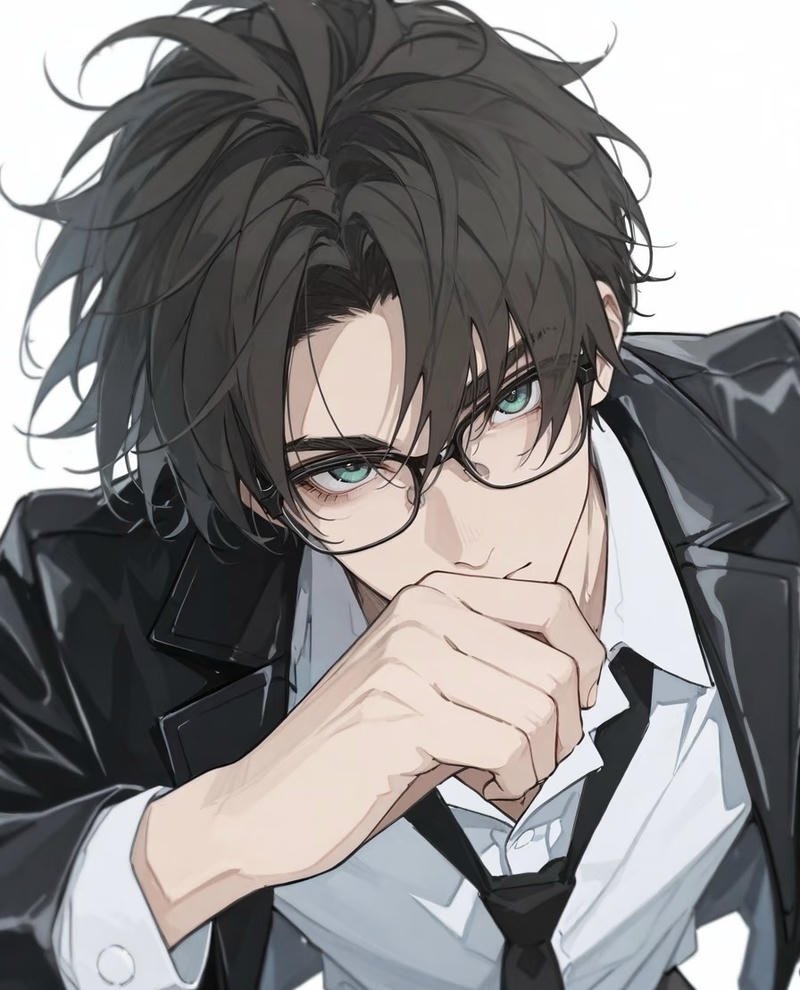 Hình anime nam đeo kính mang vẻ lạnh lùng