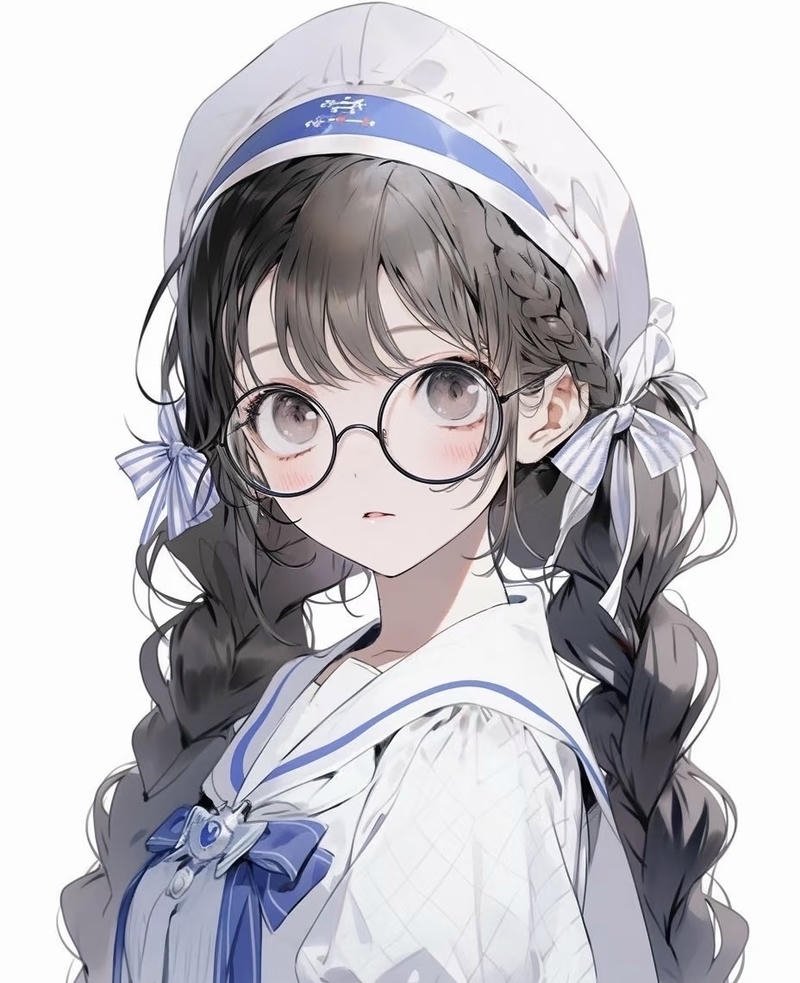 Hình anime nữ đeo kính mang nét năng động