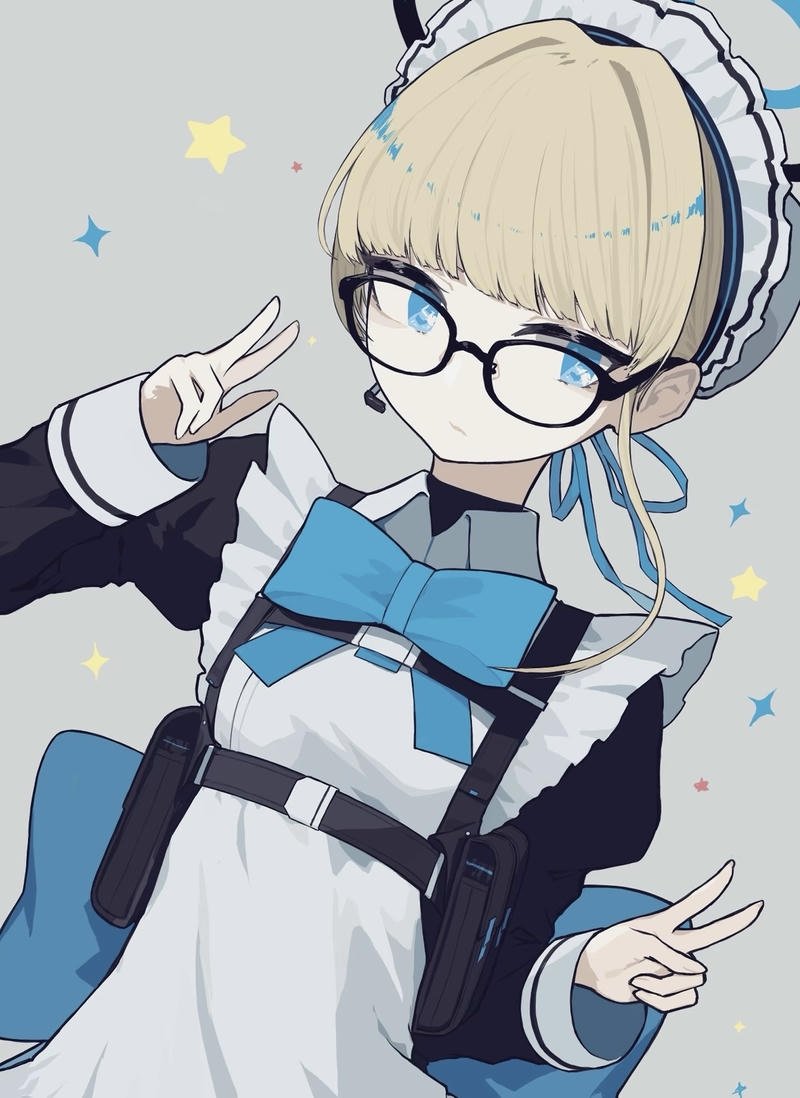 Hình anime nữ đeo kính mang nét tinh nghịch