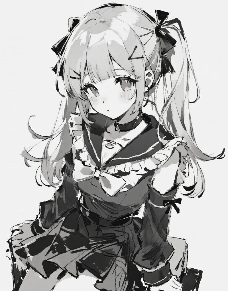 Hình anime nữ hai màu đối lập tạo cảm giác bí ẩn