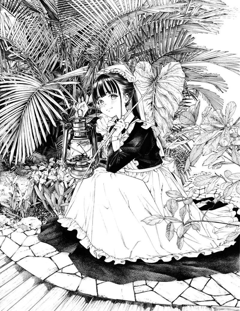 Hình anime nữ hai màu mang vẻ huyền ảo