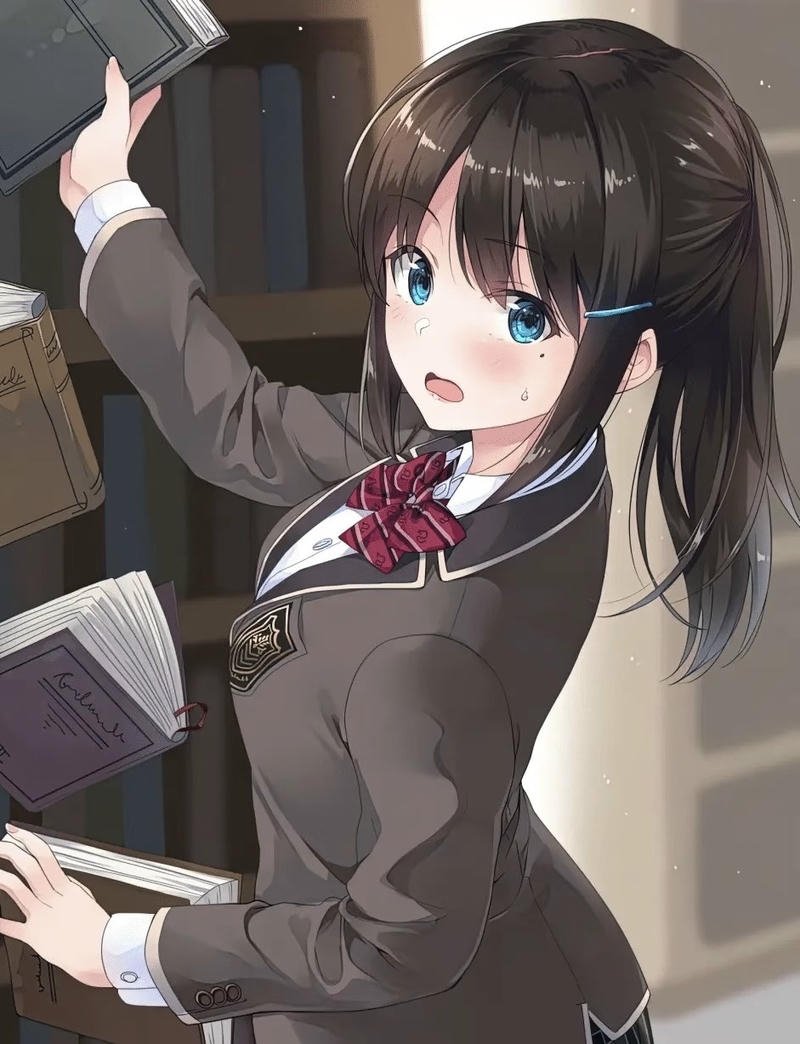 Hình anime nữ học sinh mang nét điềm tĩnh
