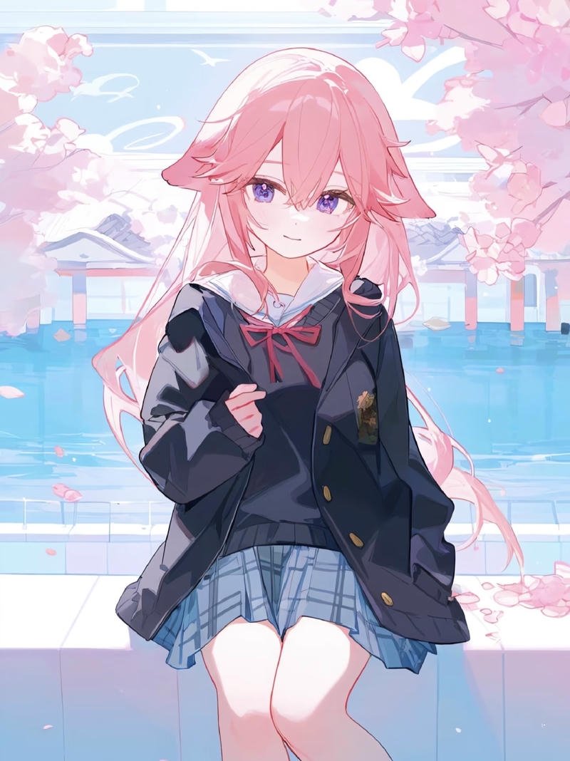 Hình anime nữ học sinh mang nét năng động tươi sáng
