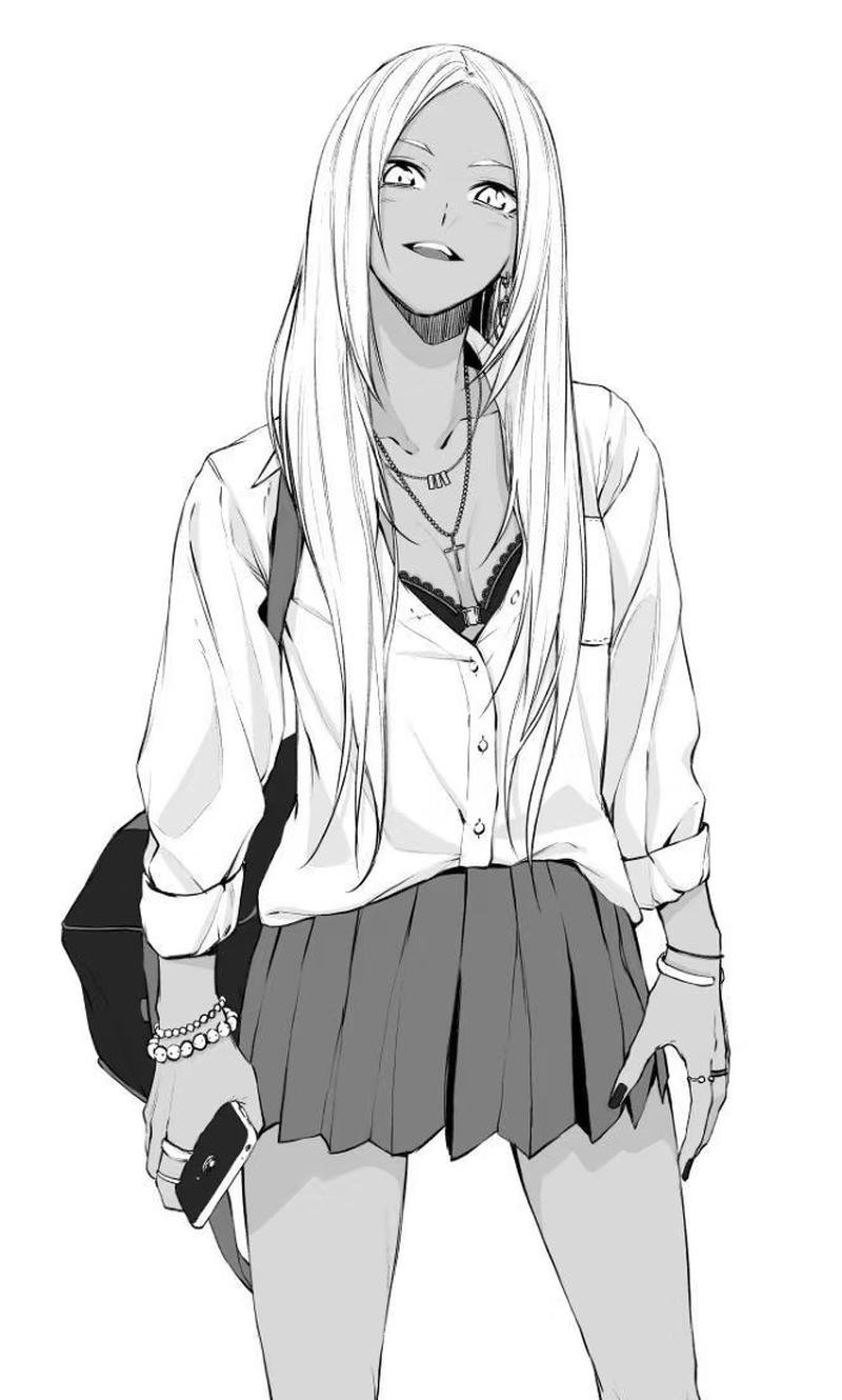 Hình anime nữ tương phản với ánh nhìn sâu thẳm