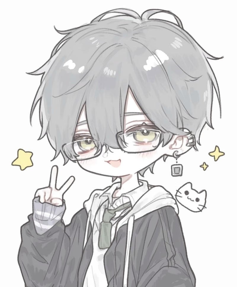 Hình chibi anime đeo kính mang nét đáng yêu