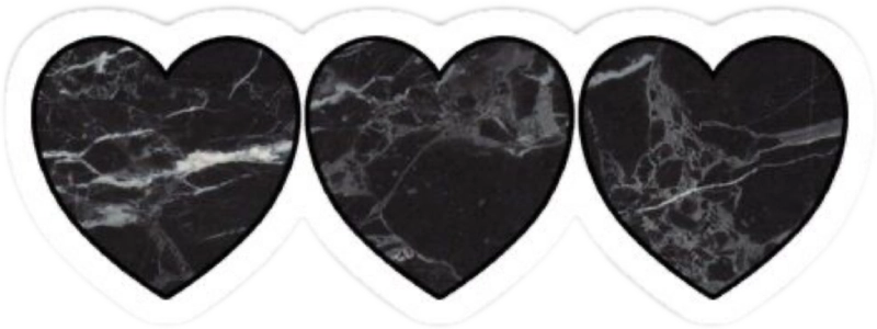 Icon sticker trắng đen cute 3 hình trái tim