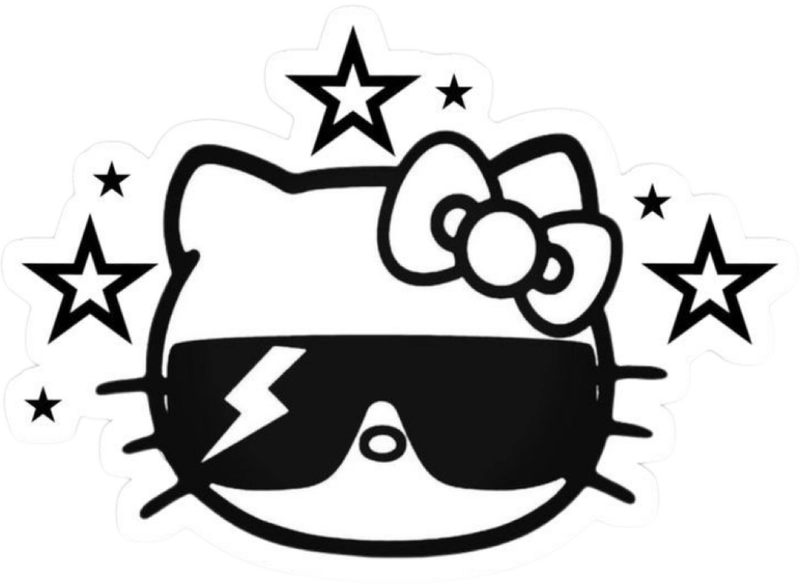 Icon sticker trắng đen cute hello kitty