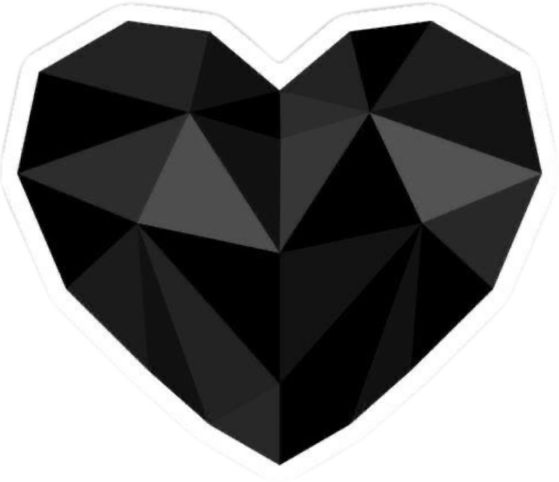 Icon sticker trắng đen cute trái tim kim cương