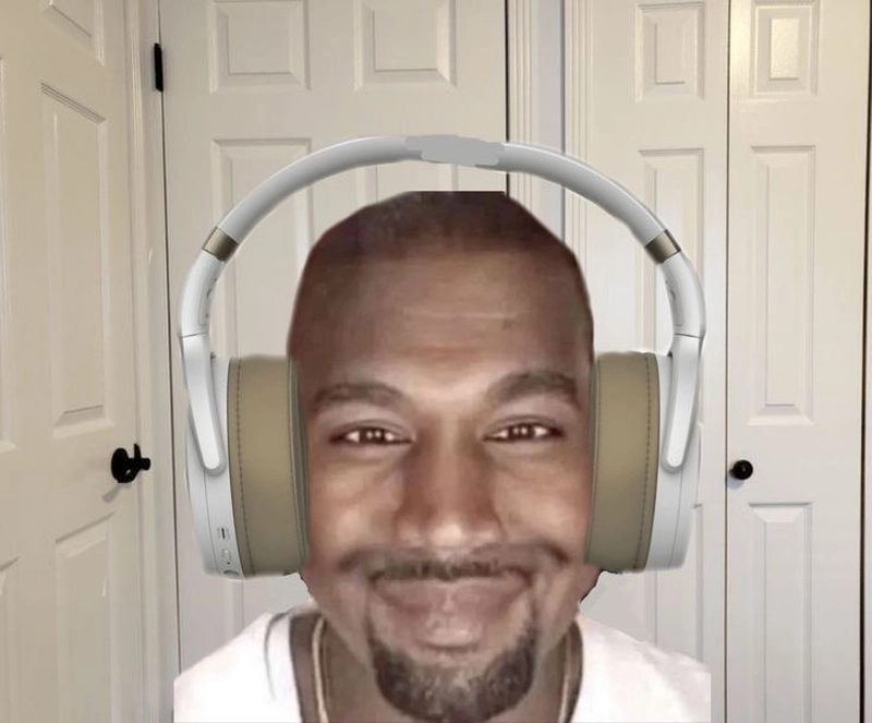 Kanye West meme đeo tai nghe hài