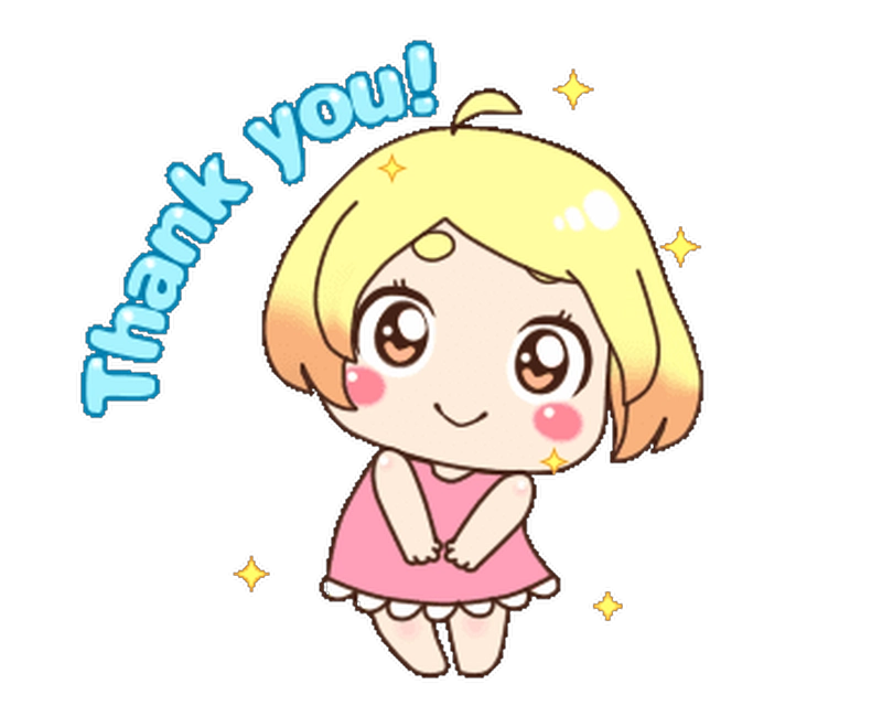 Mẫu sticker cảm ơn nét vẽ chibi đáng yêu