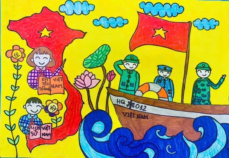 Mẫu tranh em yêu tổ quốc Việt Nam đẹp nhất cho tham khảo