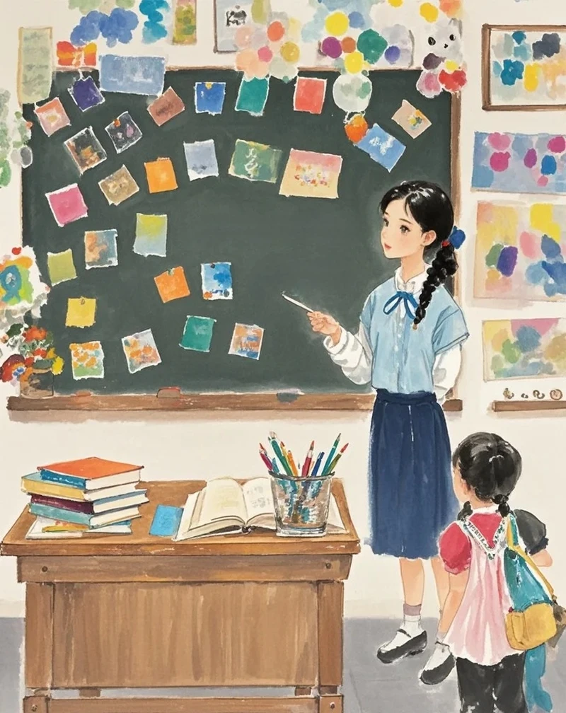 Minh họa nghề giáo viên truyền cảm hứng học tập cho học sinh