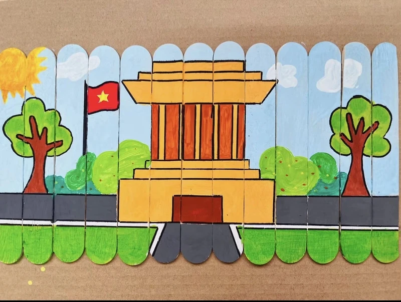 Nét chì nhẹ tạo nên bản phác thảo lăng bác chưa tô màu rõ ràng