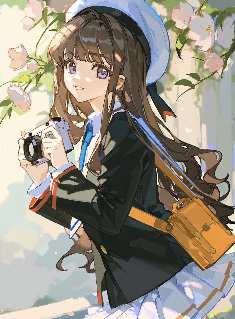 Nhân vật anime nữ học sinh với nét dịu dàng