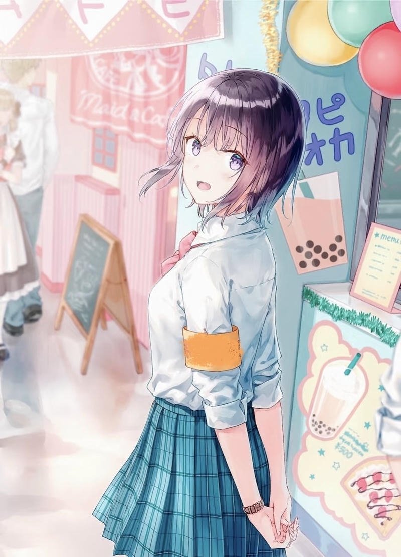 Nhân vật anime nữ học sinh với nét tinh tế