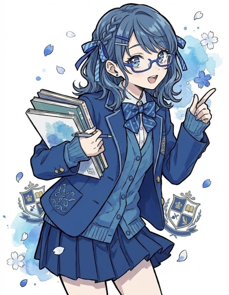 Nhân vật anime nữ học sinh với nét tự nhiên