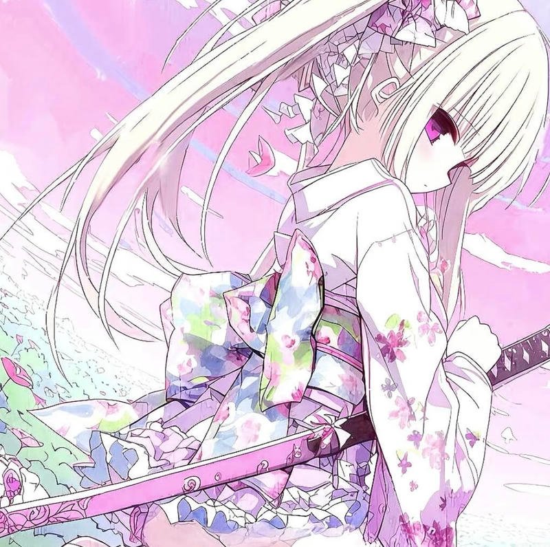 Nhân vật nữ anime cầm kiếm với hiệu ứng ánh sáng đẹp