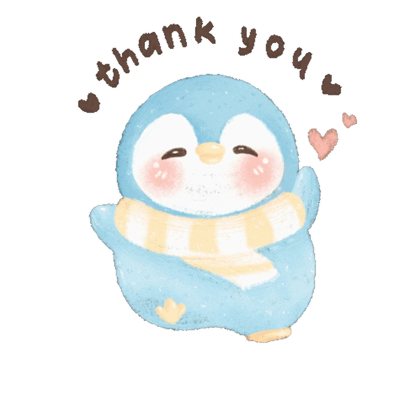 Sticker cảm ơn hình nhân vật cute nổi bật