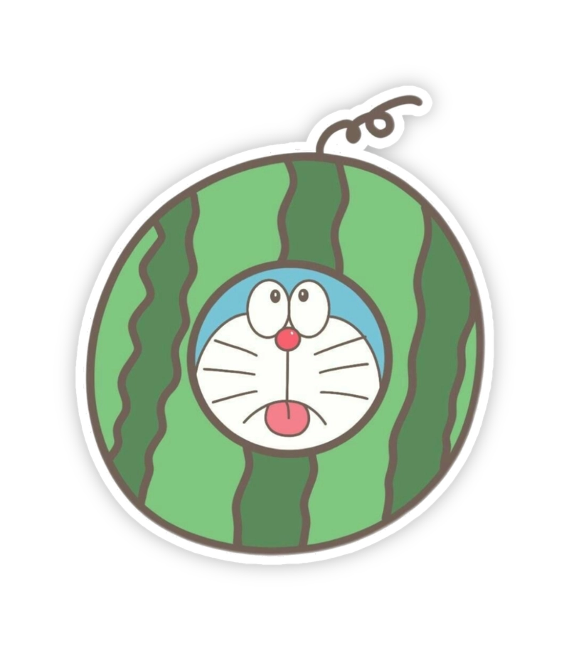 Sticker doraemon hình quả dưa hấu cute