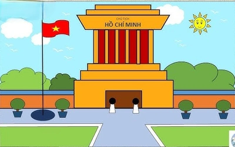 Tranh vẽ lăng bác đẹp với bố cục hài hòa rõ ràng