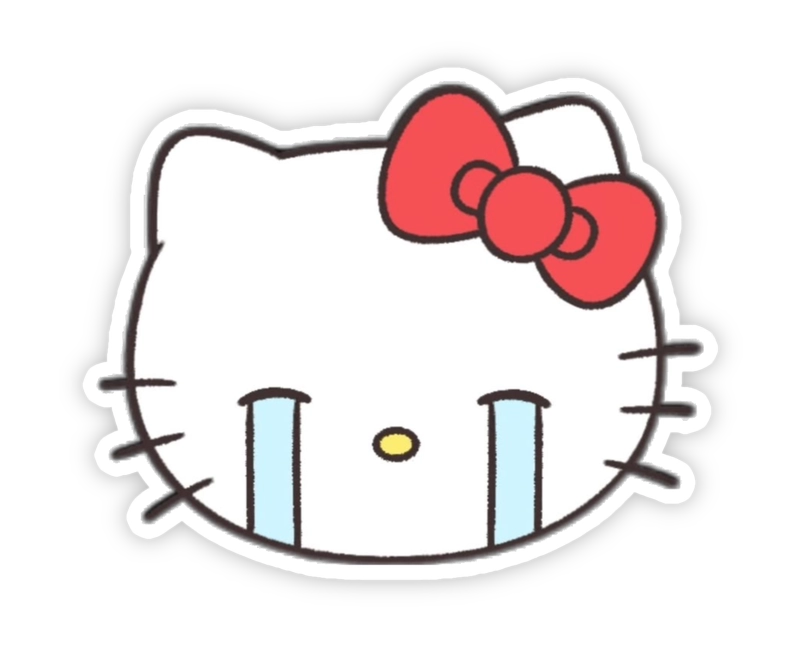 ảnh nhãn dán hello kitty khóc nhè