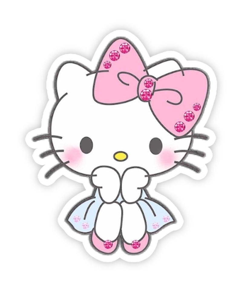ảnh nhãn dán hello kitty nơ hồng to