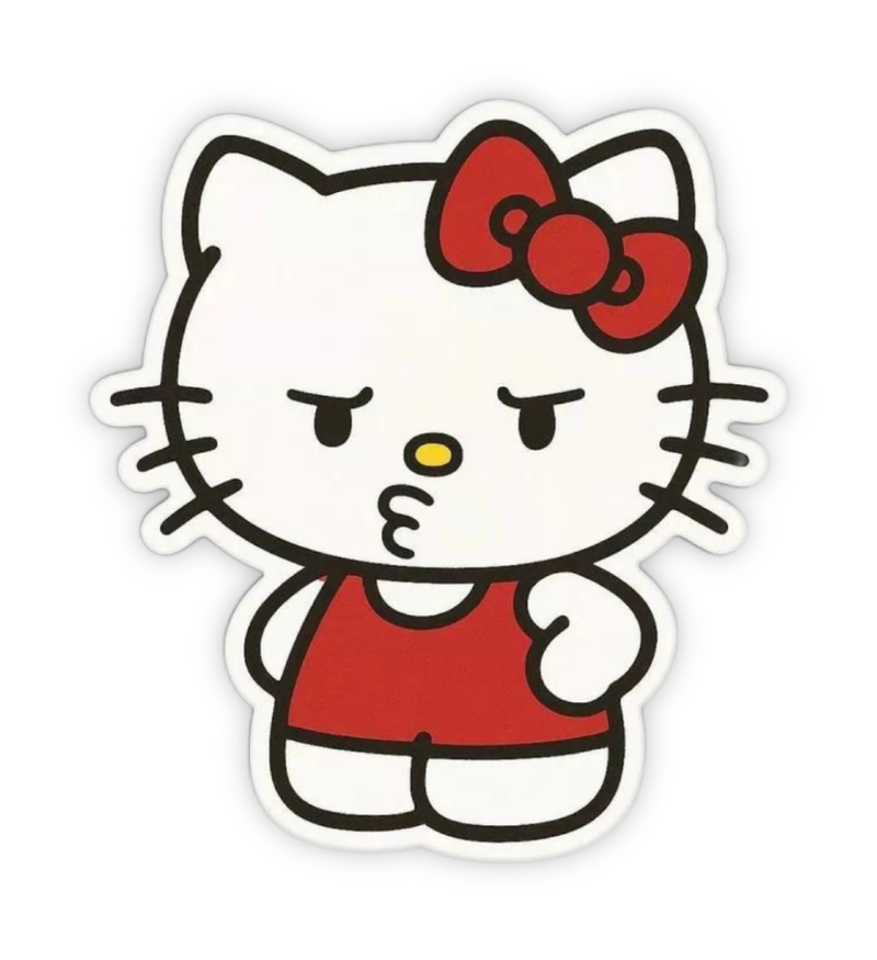 ảnh nhãn dán hello kitty xinh xắn chu mỏ