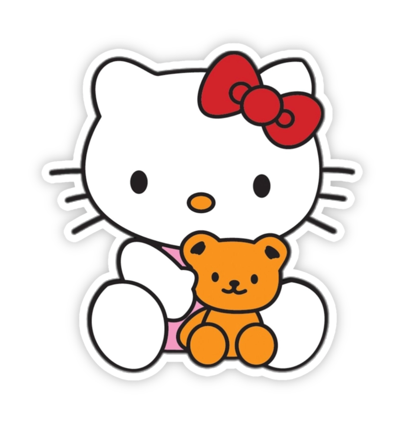 hình sticker hello kitty messenger ôm gấu