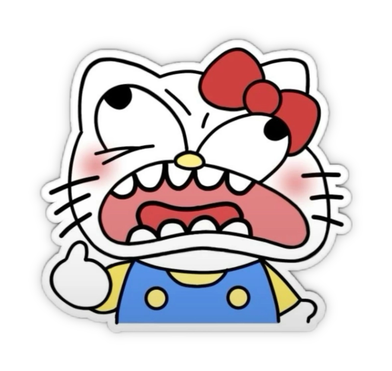 nhãn dán hello kitty bựa hài hước vui nhộn